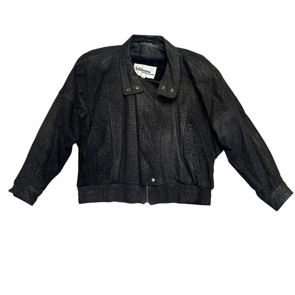 Wilson’s Women's Leather Vintage Black Cheetah Print Bomber Jacket Lined Size M - Picture 1 of 15